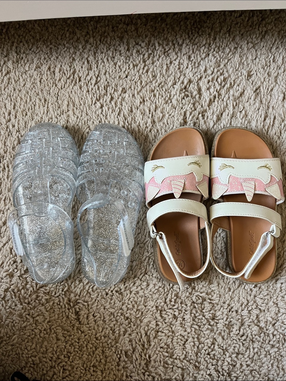 Cat & Jack White and Pink Girls Sandal Duo with Glitter Jelly Sandals